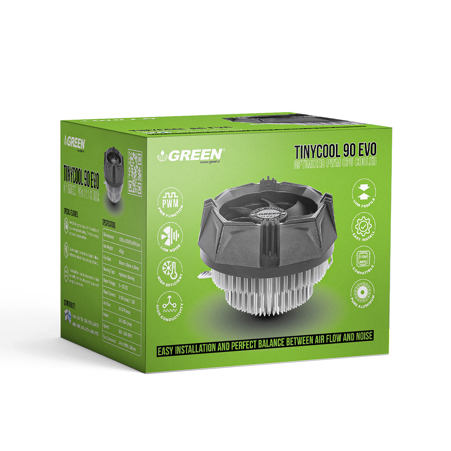 سیستم خنک کننده بادی گرین مدل TINYCOOL 90 EVO - Image 2