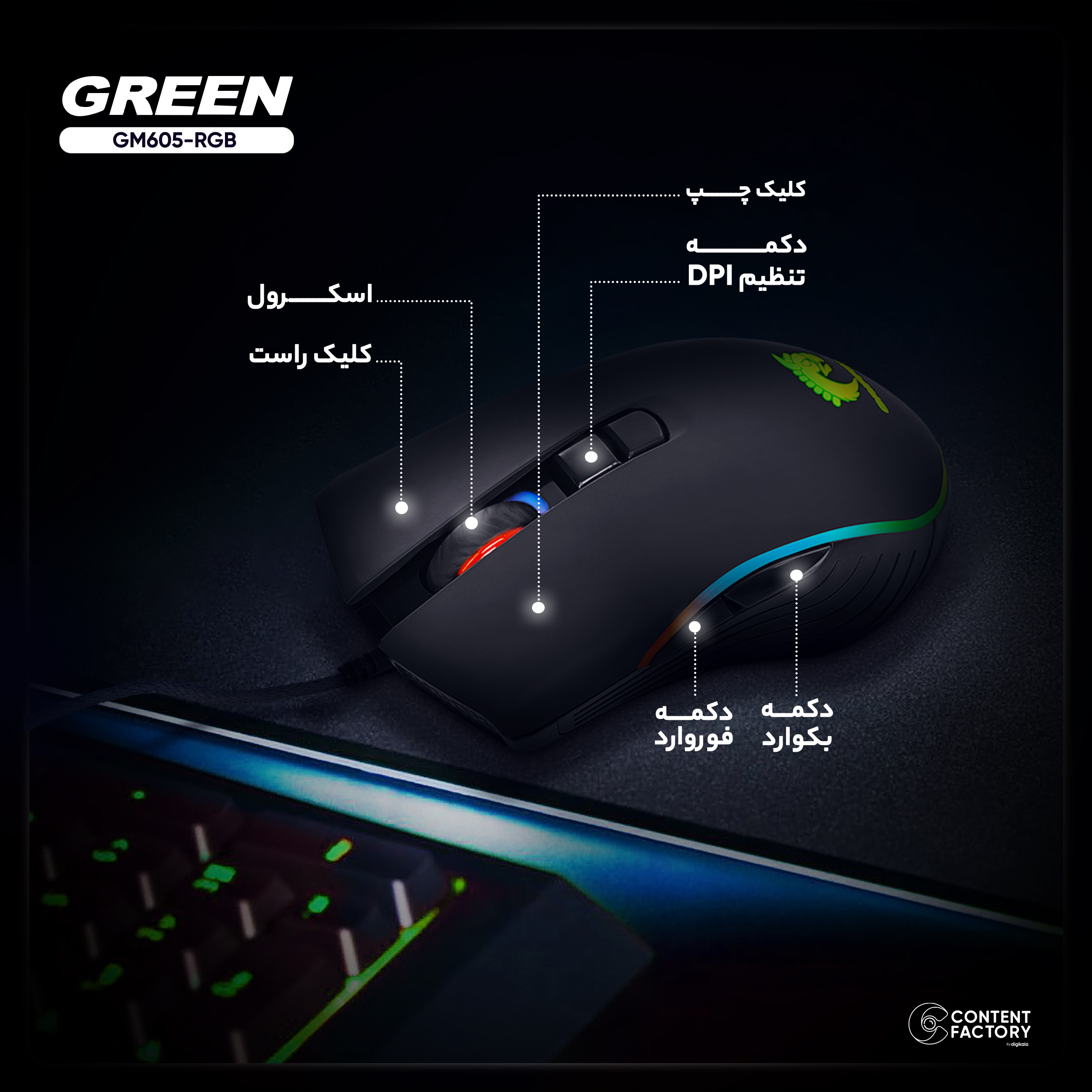 ماوس گرین مدل GM605-RGB - Image 8